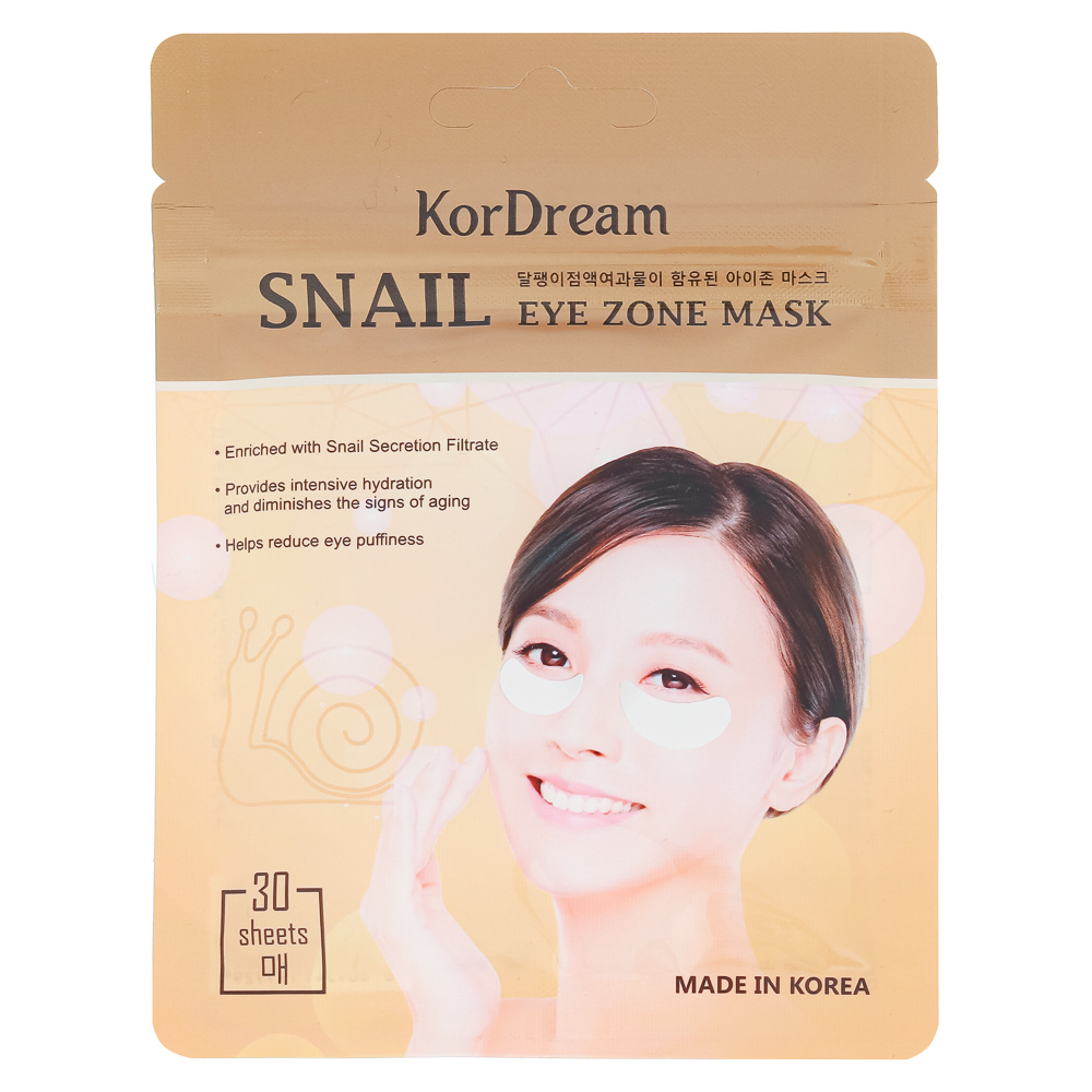 Патчи для области под глазами KorDream коллаген/улитка; 30шт (15 пар), арт.№ 978-050