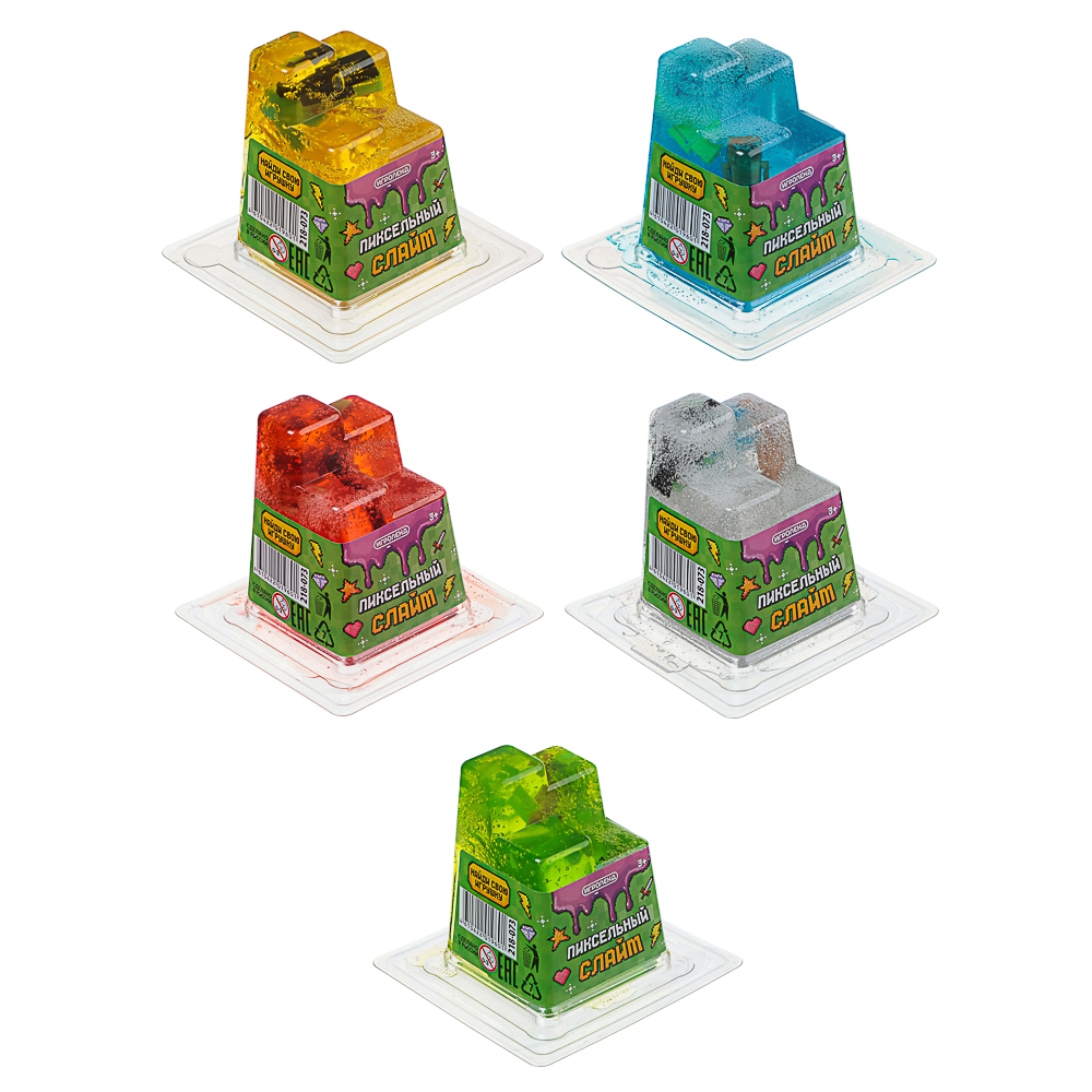 ИГРОЛЕНД Игрушка для детей из полимерных пластичных масс, "Пиксельный Слайм" 150 мл, с фиг., 4 диз., арт.№ 218-073