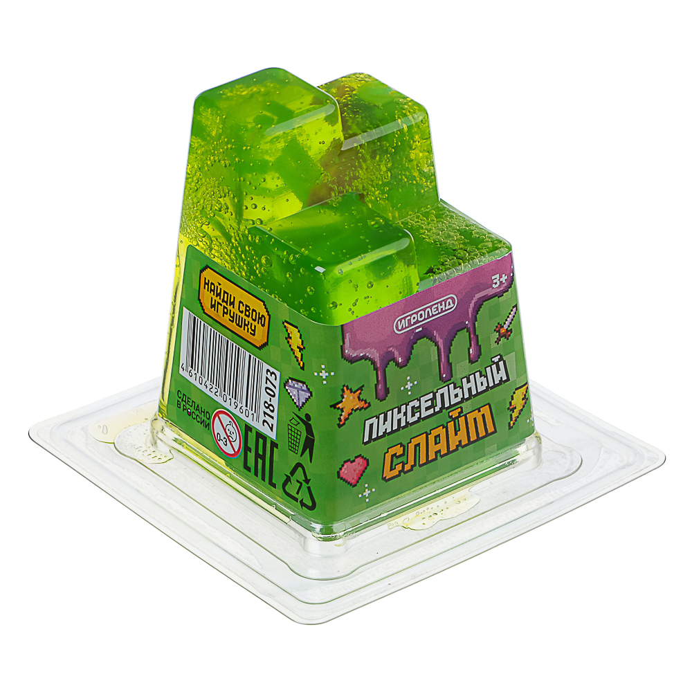 ИГРОЛЕНД Игрушка для детей из полимерных пластичных масс, "Пиксельный Слайм" 150 мл, с фиг., 4 диз., арт.№ 218-073
