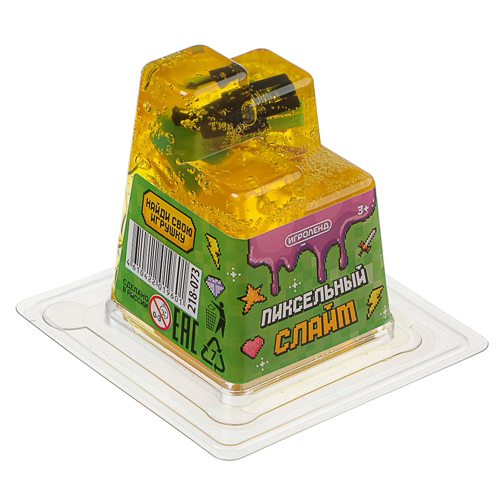 ИГРОЛЕНД Игрушка для детей из полимерных пластичных масс, "Пиксельный Слайм" 150 мл, с фиг., 4 диз., арт.№ 218-073