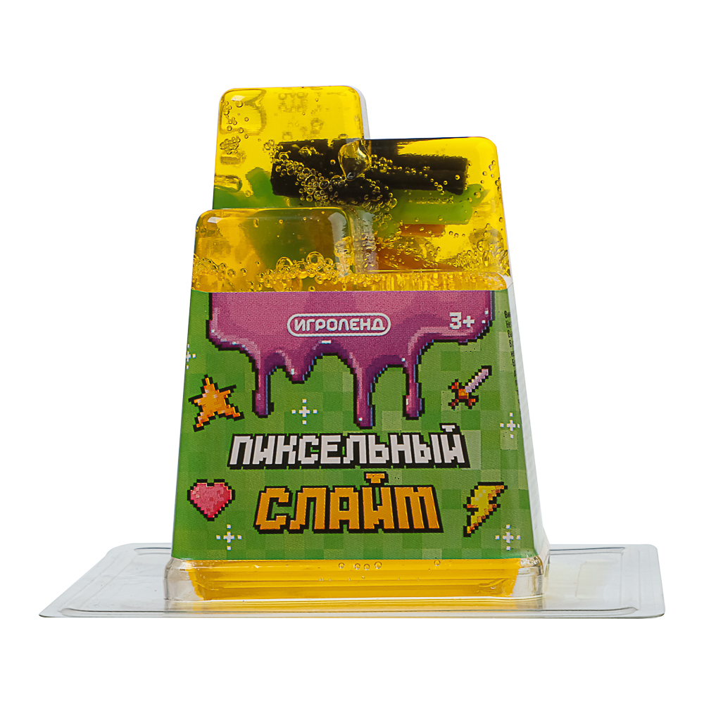 ИГРОЛЕНД Игрушка для детей из полимерных пластичных масс, "Пиксельный Слайм" 150 мл, с фиг., 4 диз., арт.№ 218-073