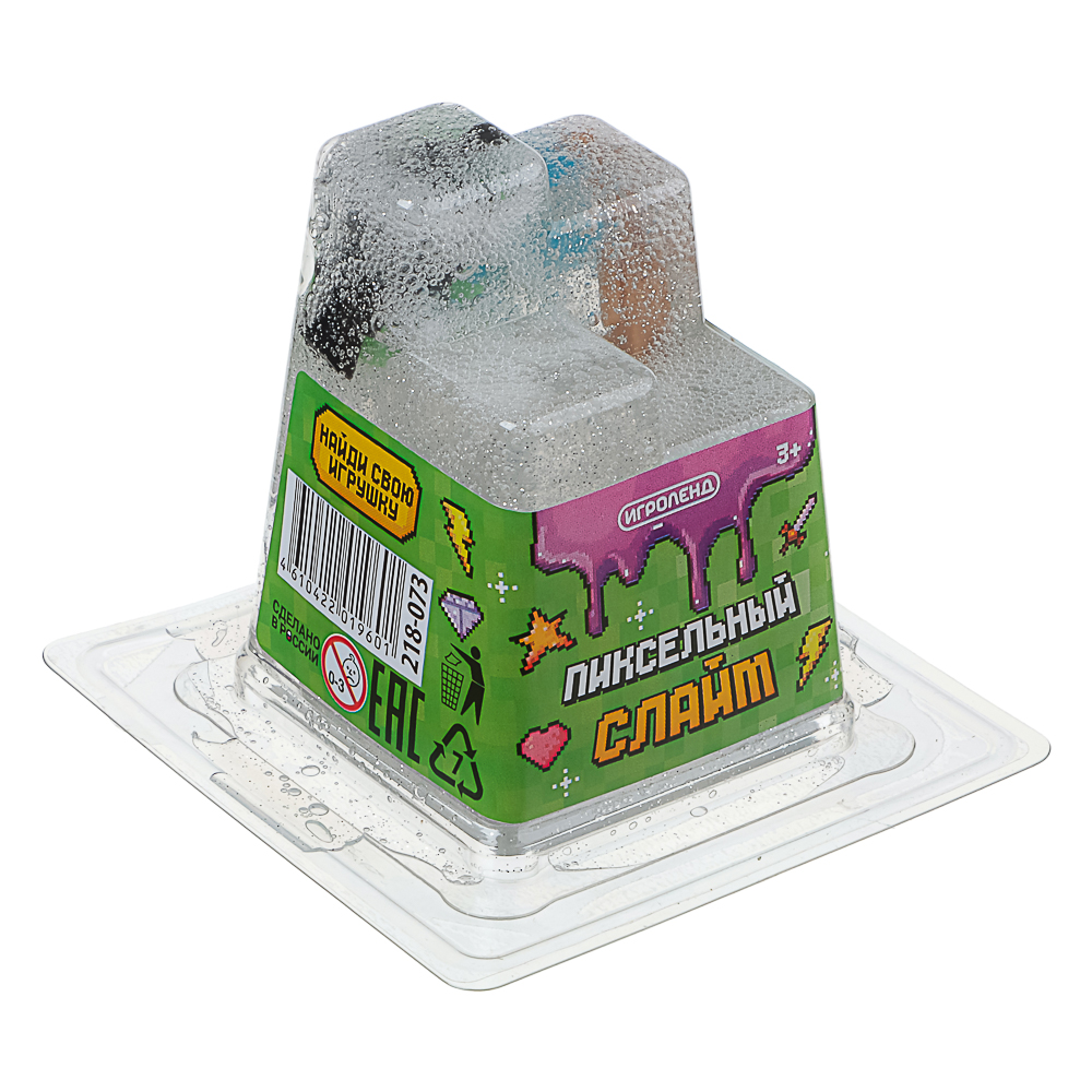 ИГРОЛЕНД Игрушка для детей из полимерных пластичных масс, "Пиксельный Слайм" 150 мл, с фиг., 4 диз., арт.№ 218-073
