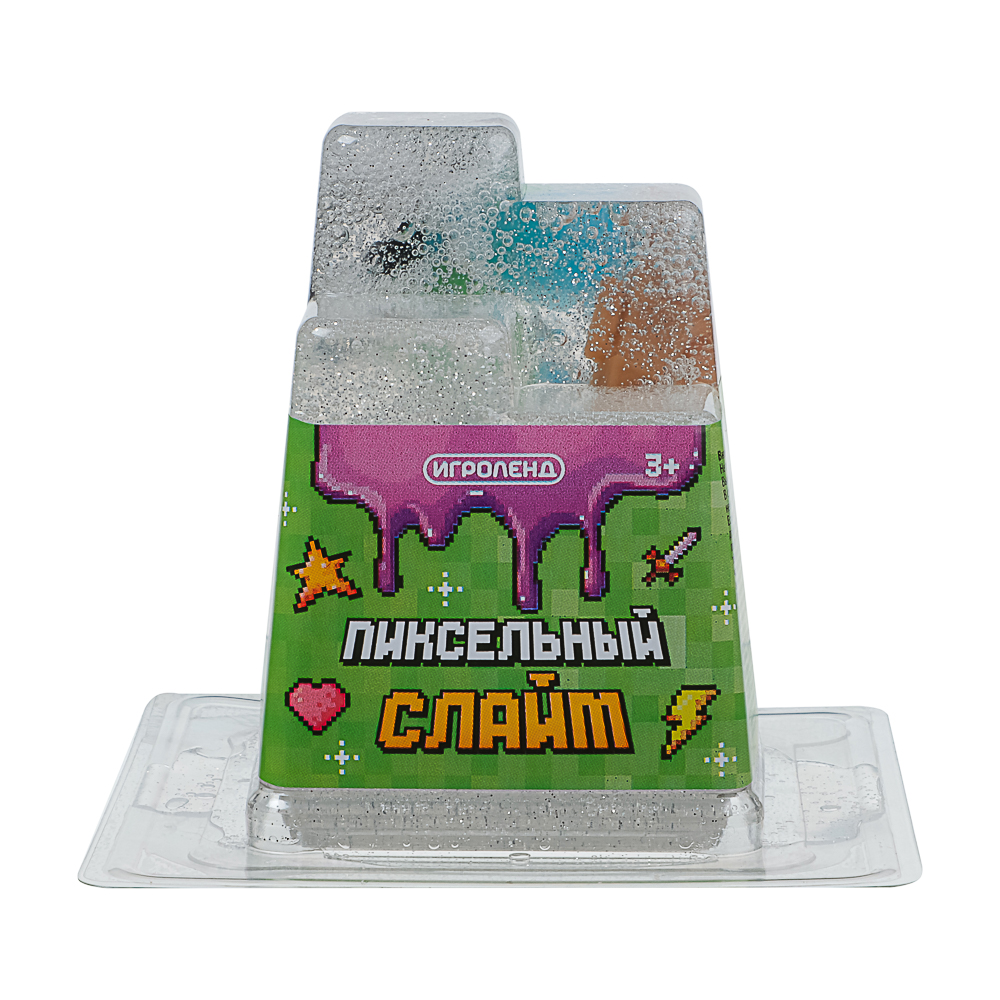 ИГРОЛЕНД Игрушка для детей из полимерных пластичных масс, "Пиксельный Слайм" 150 мл, с фиг., 4 диз., арт.№ 218-073