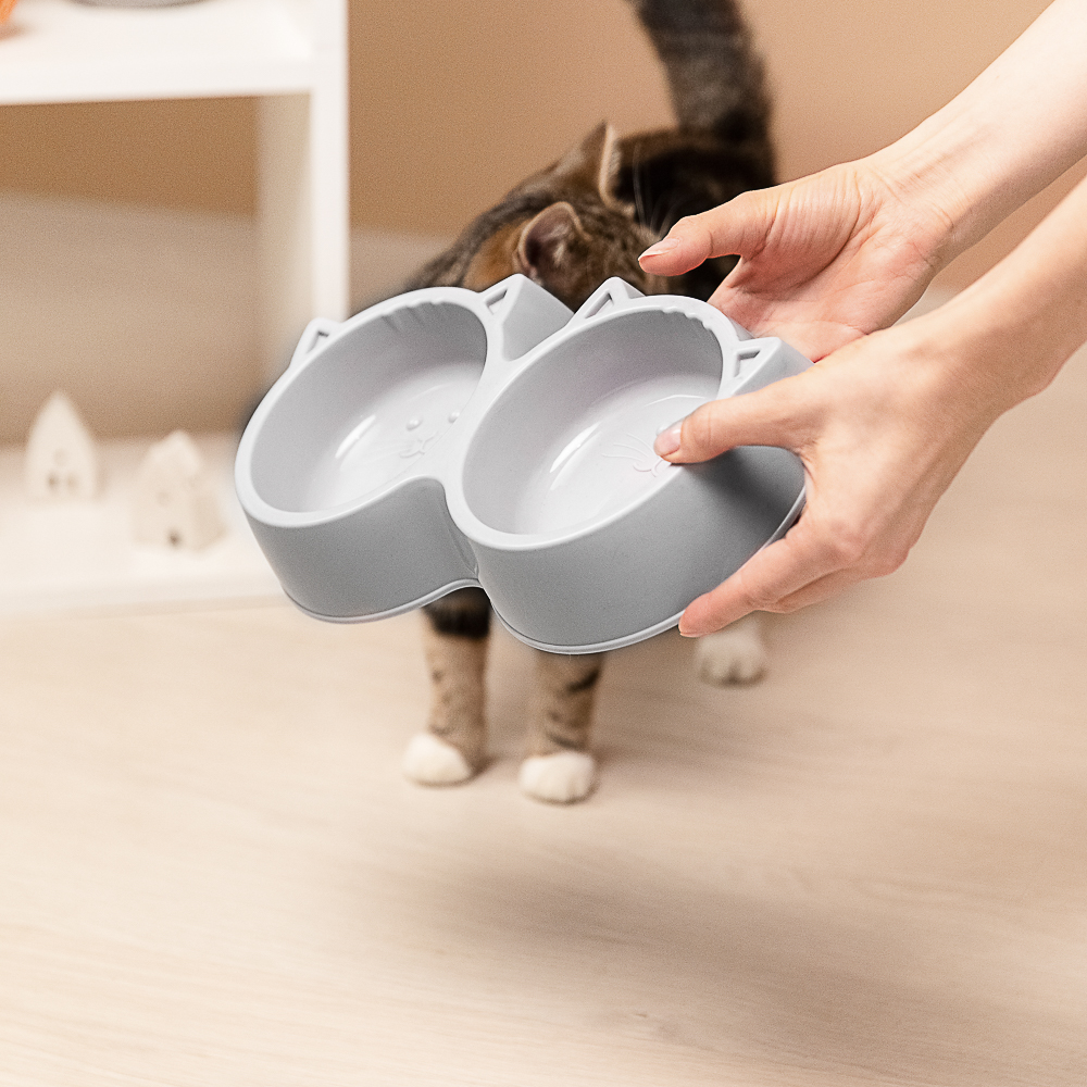 VETTA Миска для домашних животных двойная, пластмасса, 27х14,5х5 см, 400 мл, арт.№ 273-163