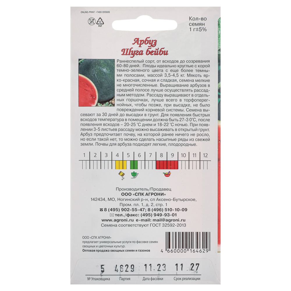 Семена Арбуз Шуга Бейби 1,0г., арт.№ 179-445