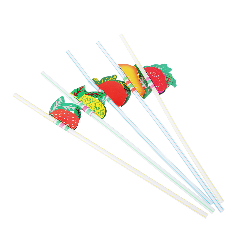 Трубочки для напитков тм Fntastic 12шт, 240x5мм, "Фрукты", цветные, арт.№ 437-081