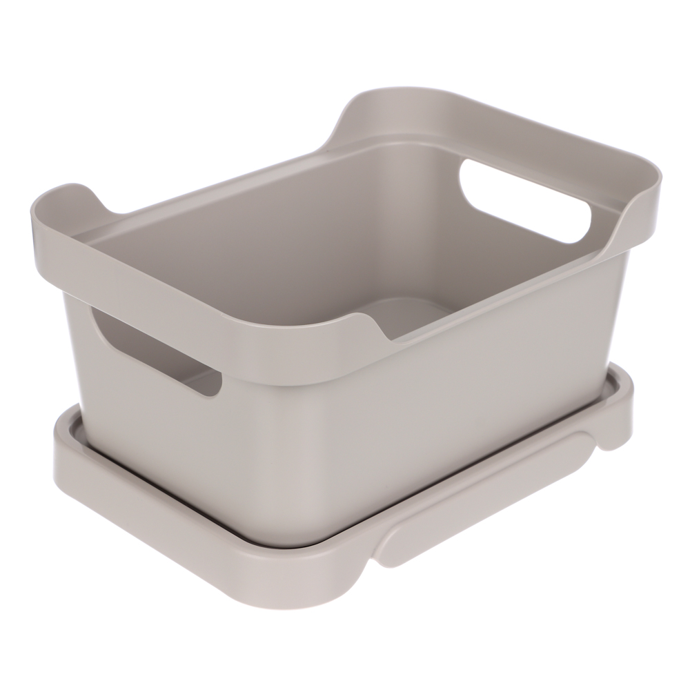 Ящик с крышкой универсальный Luxe, 270х190х120мм, 4,6л, светло-бежевый, арт.№ 457-823