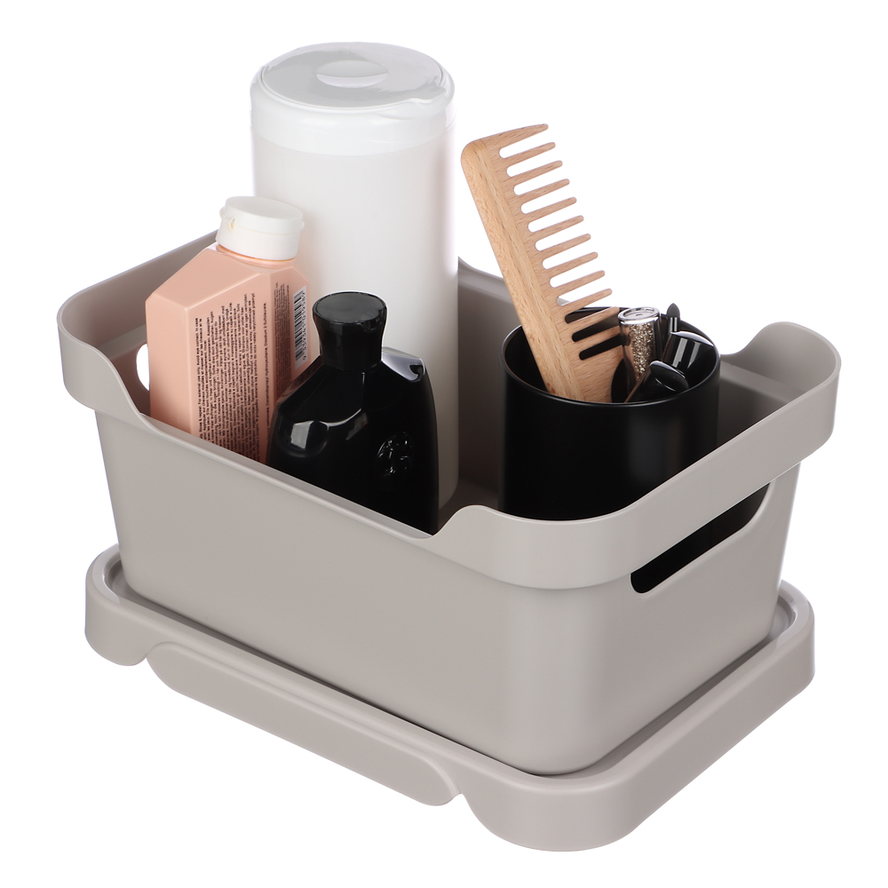 Ящик с крышкой универсальный Luxe, 270х190х120мм, 4,6л, светло-бежевый, арт.№ 457-823