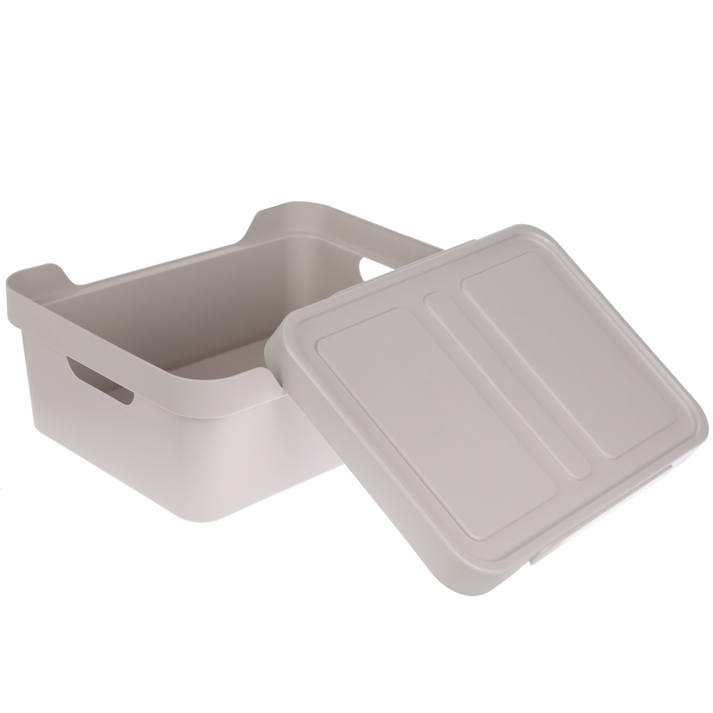 Ящик с крышкой универсальный Luxe, 380х276х140мм, 12л, светло-бежевый, арт.№ 457-825