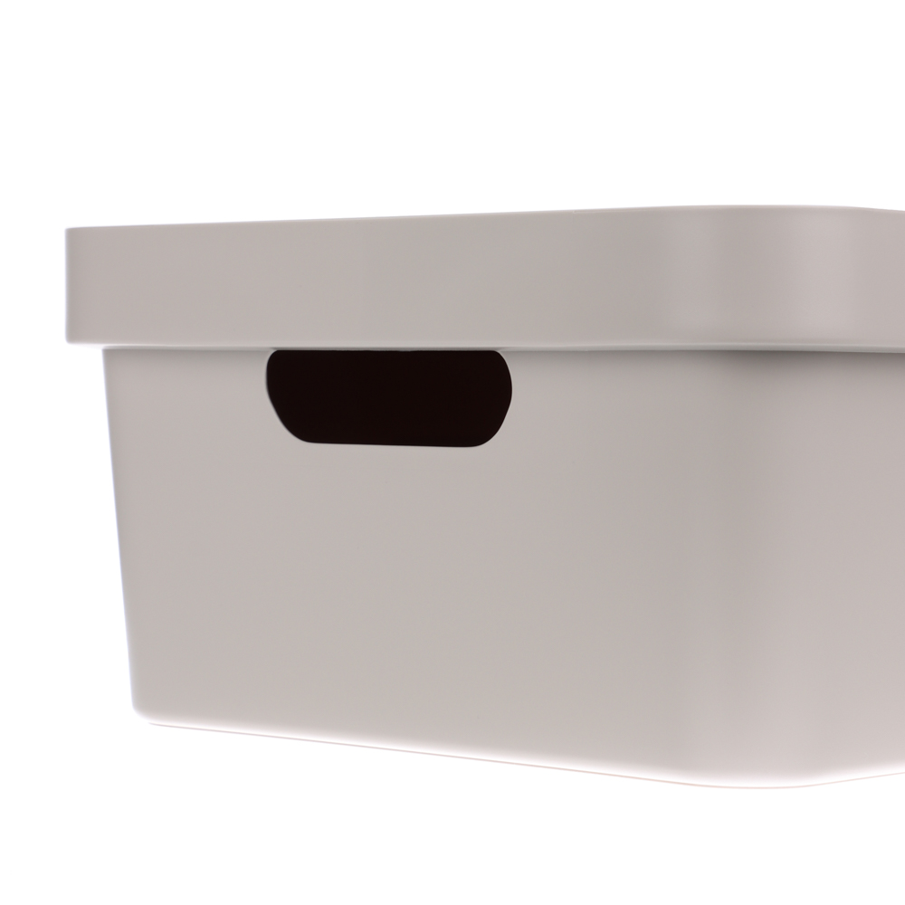 Ящик с крышкой универсальный Luxe, 380х276х140мм, 12л, светло-бежевый, арт.№ 457-825