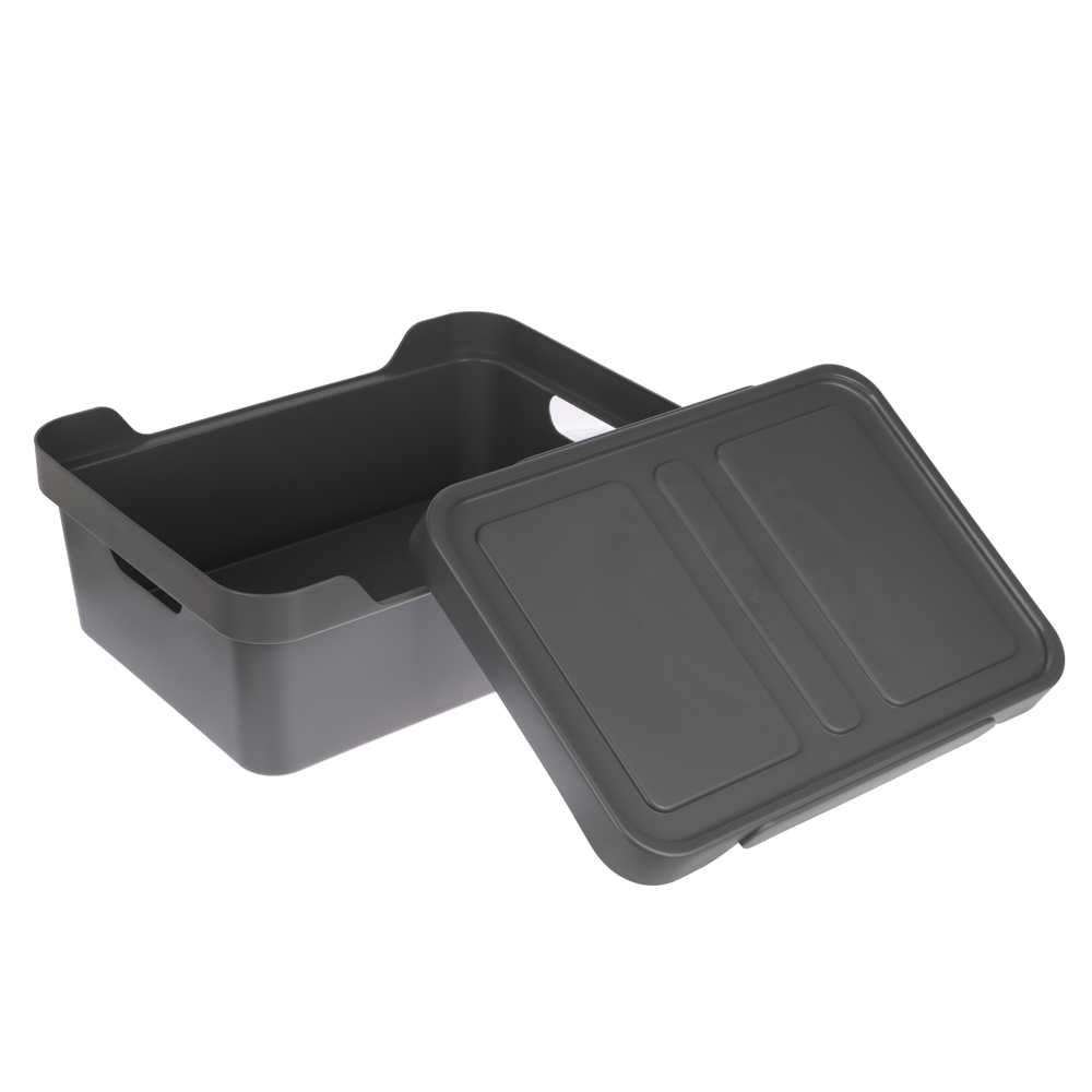 Ящик с крышкой универсальный Luxe, 380х276х140мм, 12л, серый, арт.№ 457-826