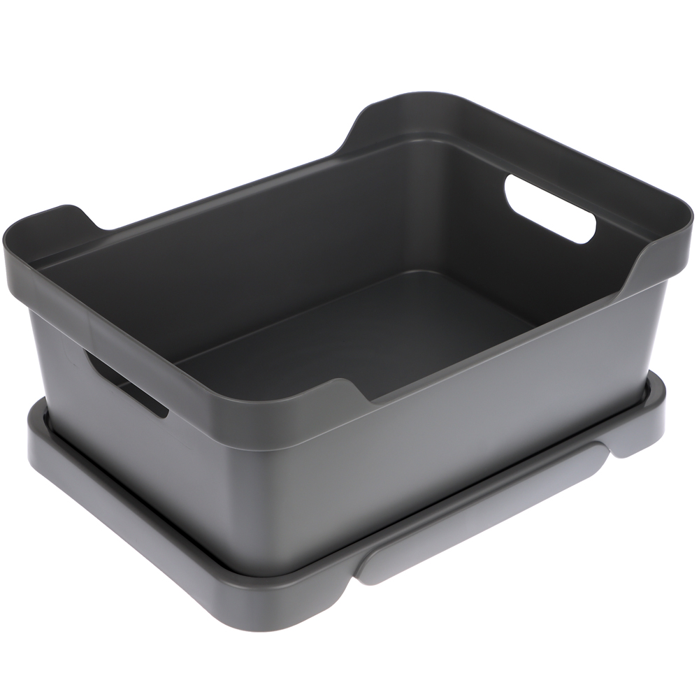 Ящик с крышкой универсальный Luxe, 380х276х140мм, 12л, серый, арт.№ 457-826