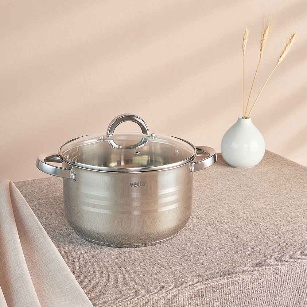 VETTA Фултон Кастрюля 24х14см, 5,4л, со стекл. крышкой, индукция, арт.№ 822-115