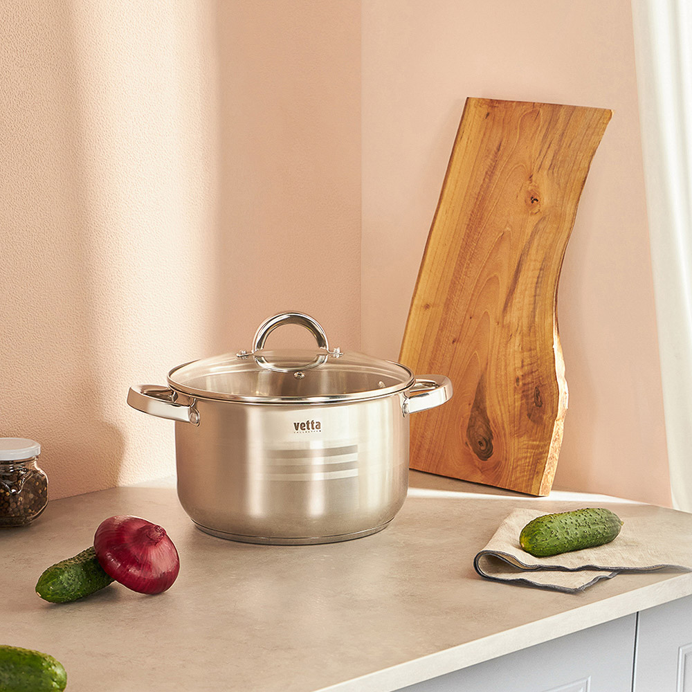 VETTA Фултон Кастрюля 24х14см, 5,4л, со стекл. крышкой, индукция, арт.№ 822-115