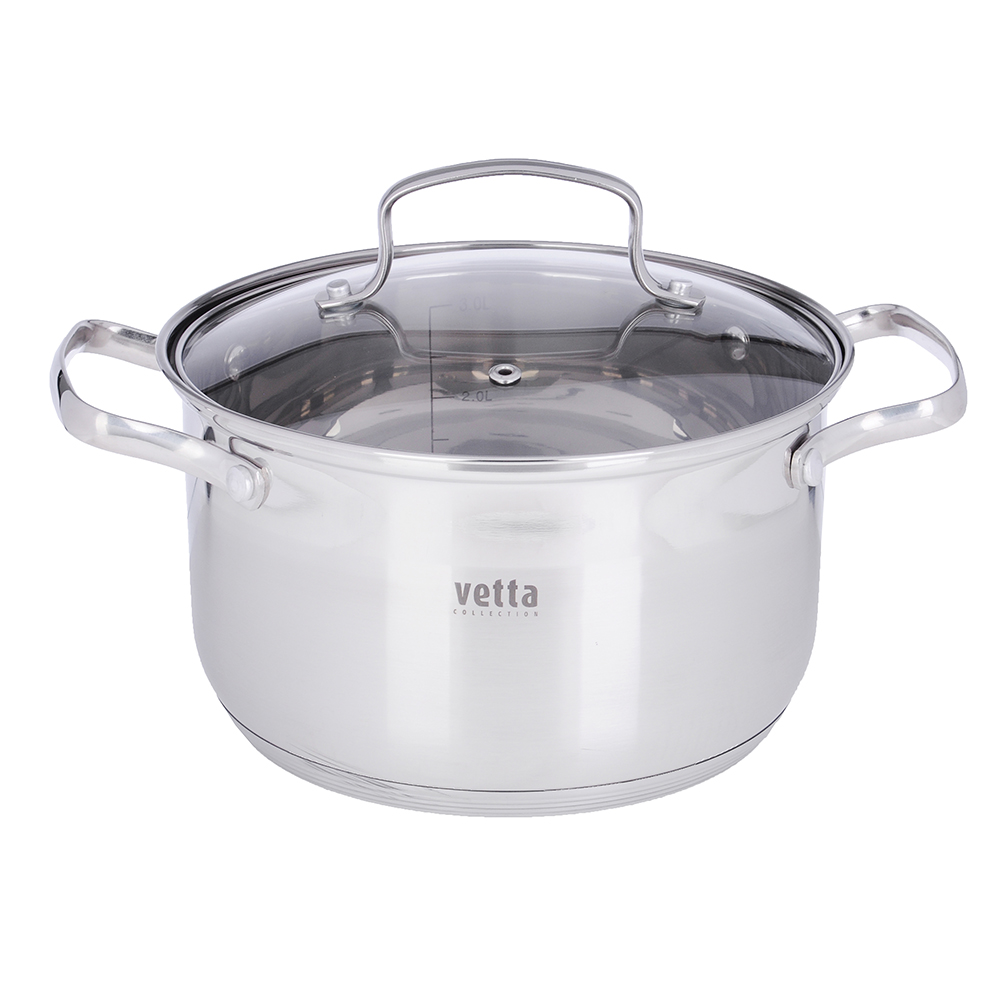 VETTA Берн Набор кастрюль 6 пр (1,9л+2,6л+3,5л) со стекл. крышкой, индукция, арт.№ 822-125