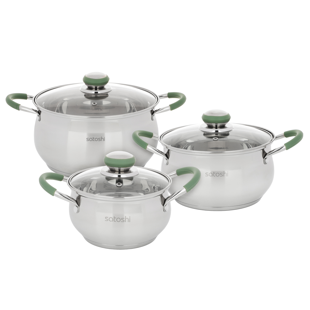 SATOSHI Марли Набор кастрюль 6 пр. (1,9л+3,6л+6,0л) со стекл. крышкой, арт.№ 822-196