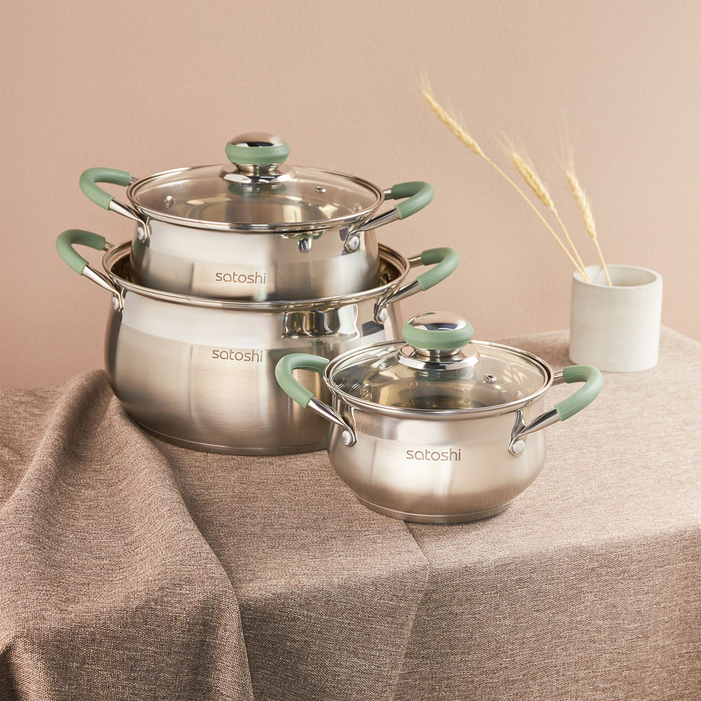 SATOSHI Марли Набор кастрюль 6 пр. (1,9л+3,6л+6,0л) со стекл. крышкой, арт.№ 822-196