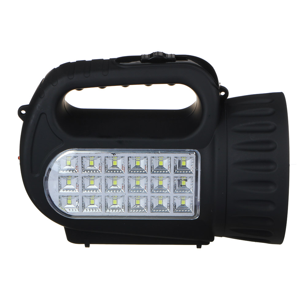 Фонарь прожектор тм ЕРМАК, аккумуляторный, 18 SMD + 1 LED, шнур 220В, резинопластик, 18x11 см, арт.№ 198-041