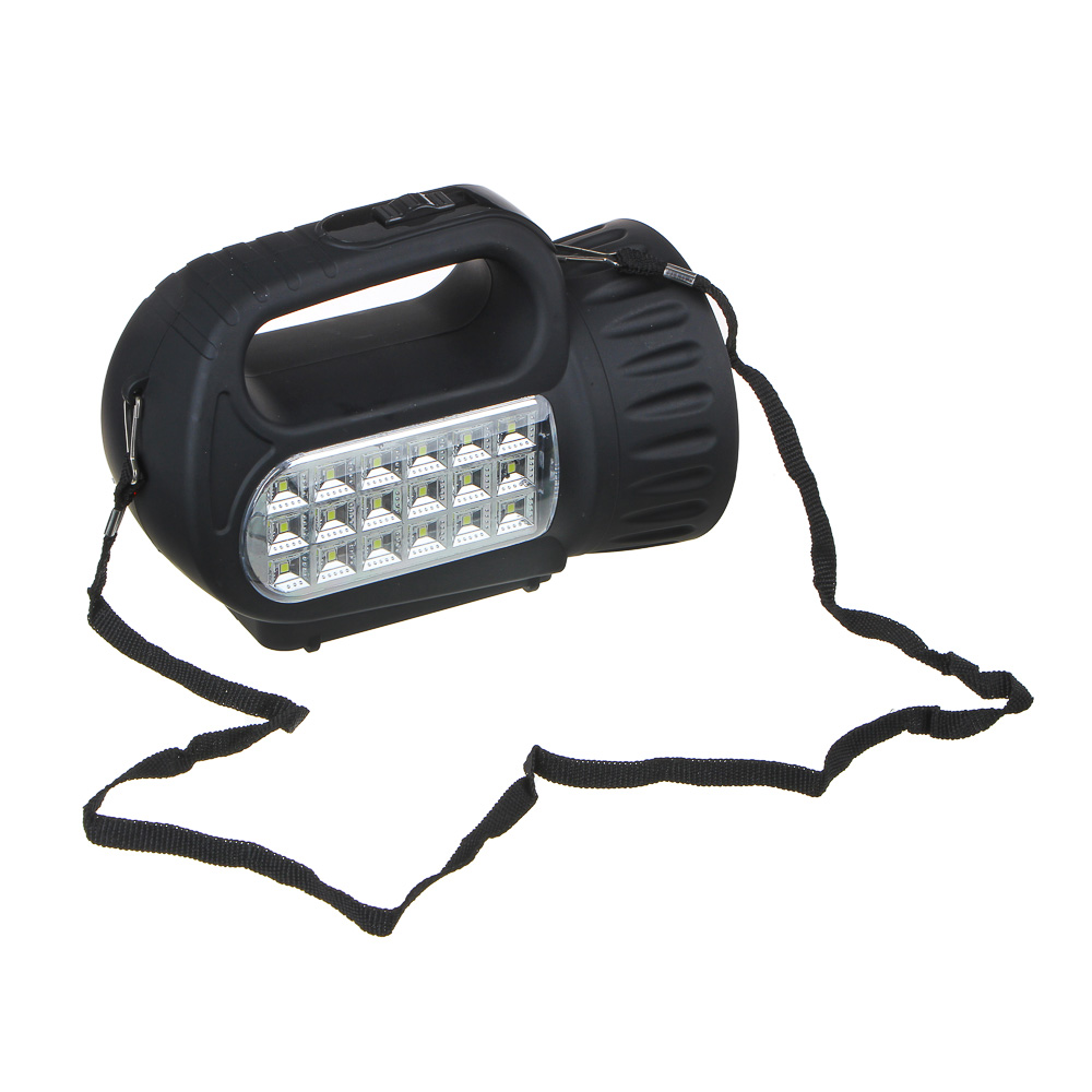 Фонарь прожектор тм ЕРМАК, аккумуляторный, 18 SMD + 1 LED, шнур 220В, резинопластик, 18x11 см, арт.№ 198-041