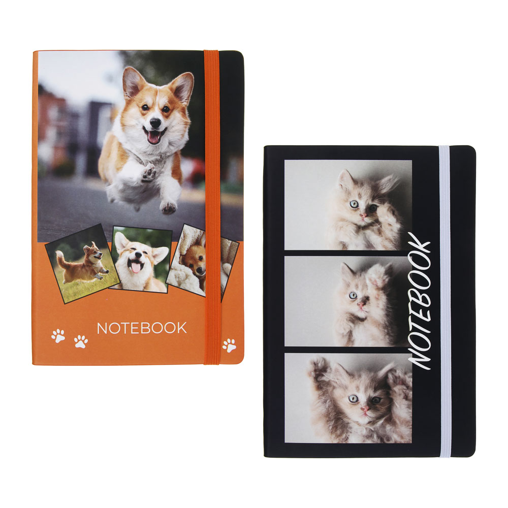 Бизнес-блокнот "ПЕТС" А5, 192 стр., гибкая обложка, иск.кожа с печатью, цветной срез, резинка, 2 закладки, 2 дизайна, арт.№ 572-266