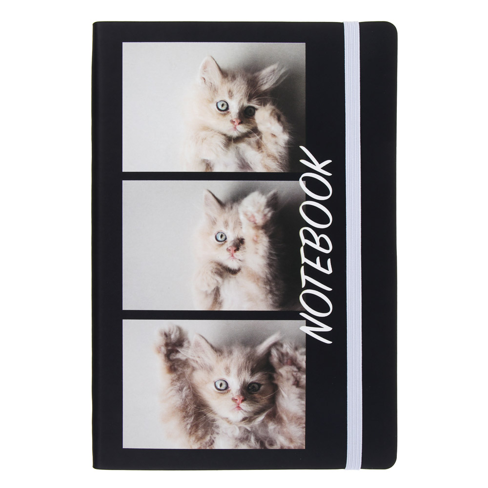 Бизнес-блокнот "ПЕТС" А5, 192 стр., гибкая обложка, иск.кожа с печатью, цветной срез, резинка, 2 закладки, 2 дизайна, арт.№ 572-266