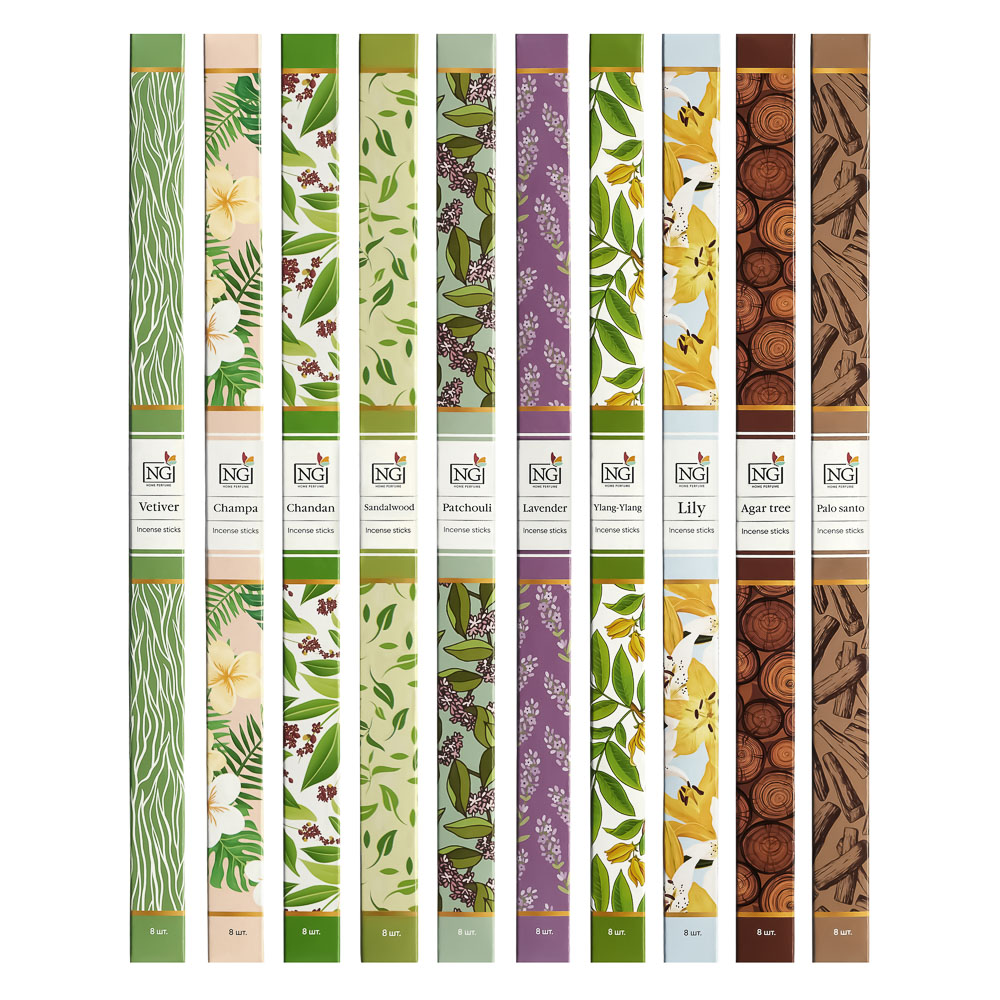 NEW GALAXY Аромапалочки 8 шт., Ветив,Иланг,Лилия,Пачул,Сандал,Чампа,Чандан,П.санто,Агар,Лаванда, арт.№ 778-186