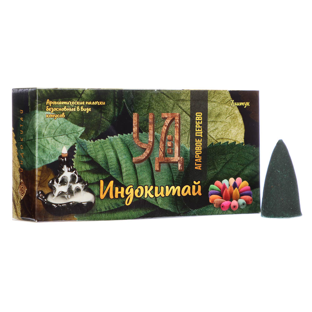 Конусы ароматические с обратным потоком дыма, 7 шт, Пачули, Сандал, Уд, Пало Санто, Супер Хит, арт.№ 778-187