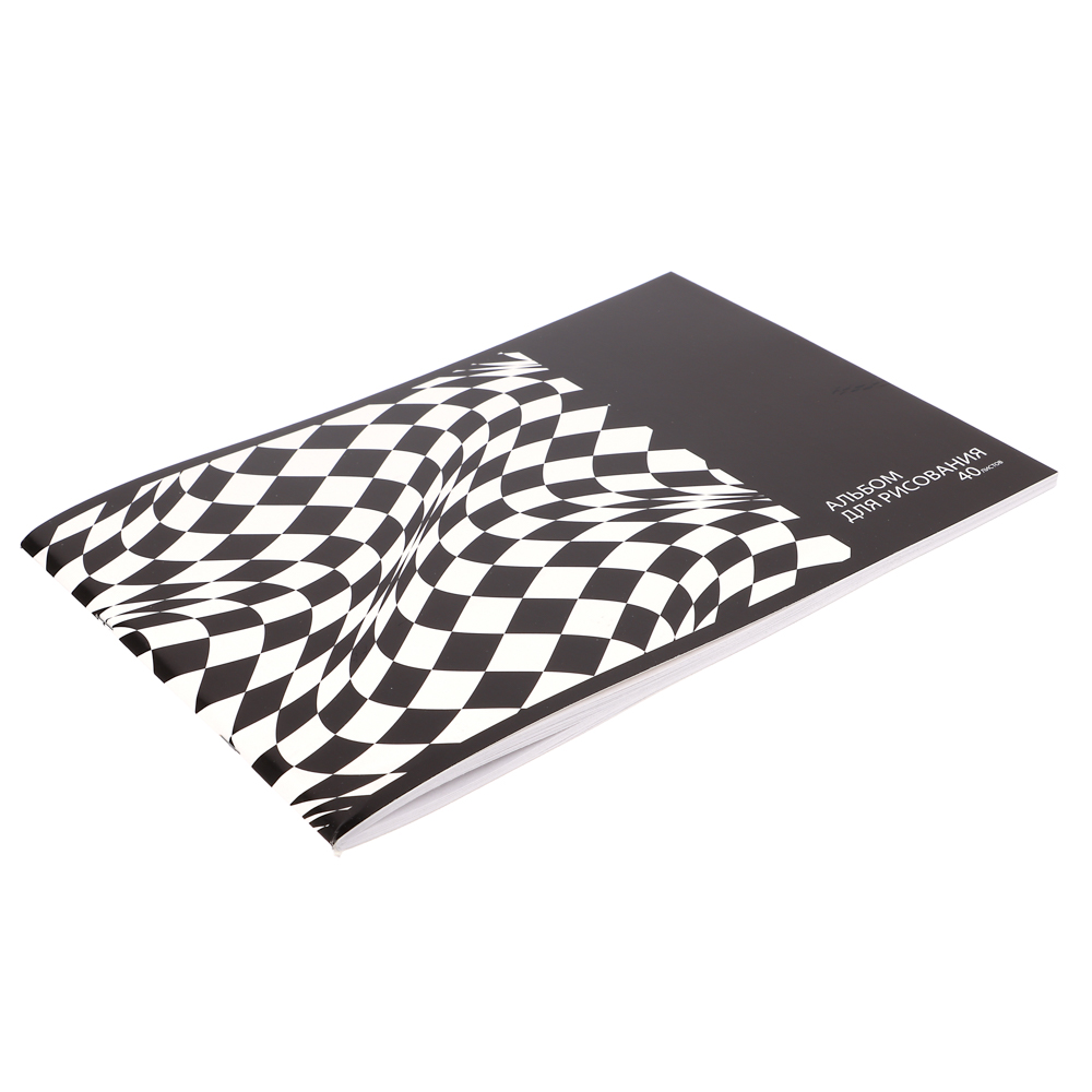 Альбом для рисования А4, 40 листов, обложка картон, скрепка "Оптик/Статусы" 4 диз, арт.№ 515-073