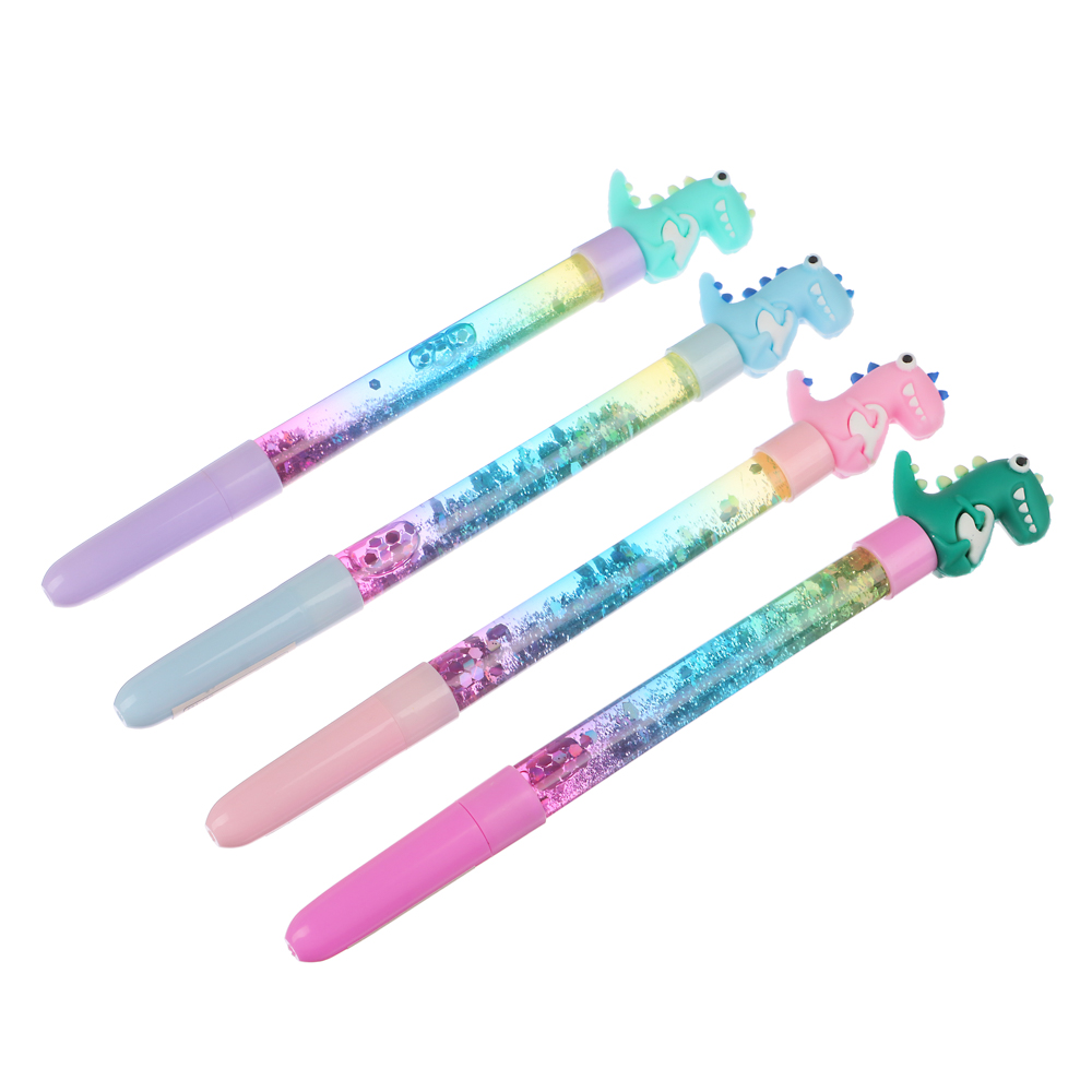 ClipStudio Ручка шарик. синяя,с фигуркой в форме динозавра и плавающими блестками,19см,пласт.,4 диз., арт.№ 591-180