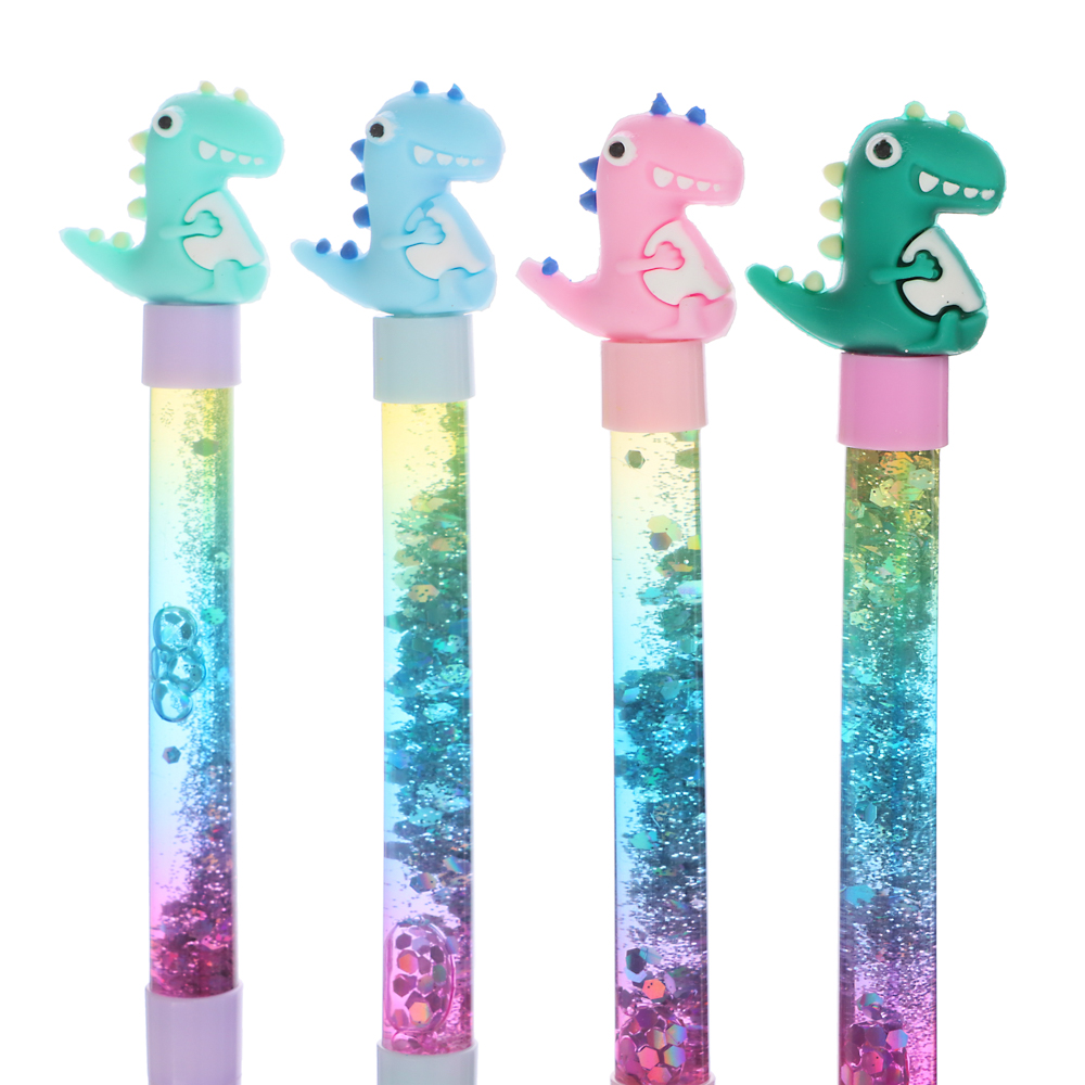 ClipStudio Ручка шарик. синяя,с фигуркой в форме динозавра и плавающими блестками,19см,пласт.,4 диз., арт.№ 591-180