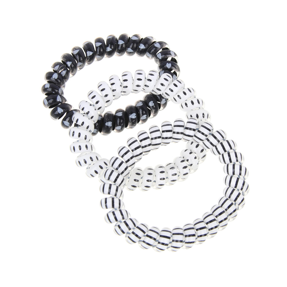 Резинки-пружинки для волос ЮНИLOOK 3шт, d5,5см, пластик, 4 сочетания, ACS-100, арт.№ 322-045