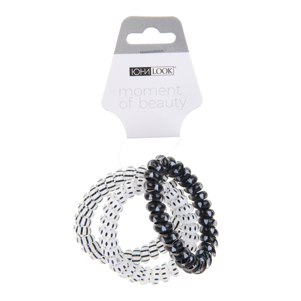 Резинки-пружинки для волос ЮНИLOOK 3шт, d5,5см, пластик, 4 сочетания, ACS-100, арт.№ 322-045