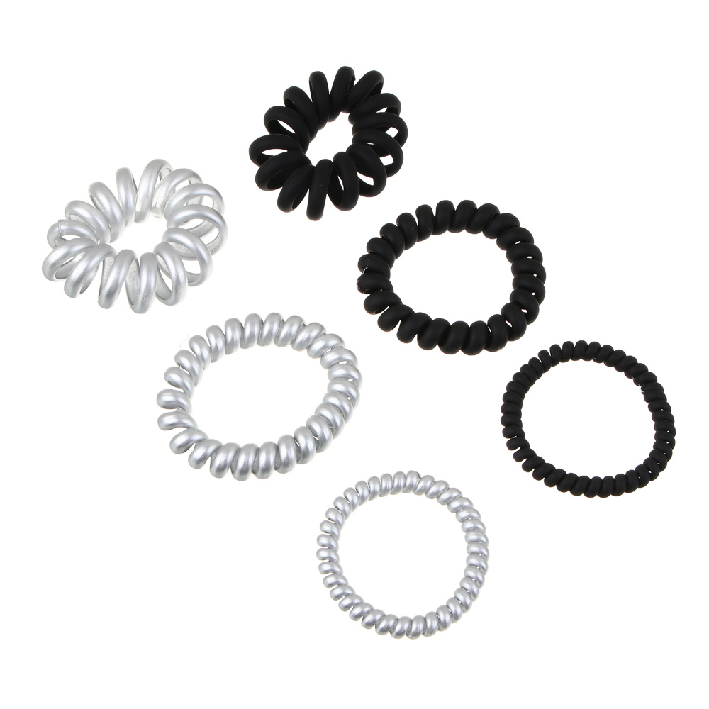 Резинки-пружинки для волос ЮНИLOOK,  3шт, d5-5,5см, пластик, 2 цвета, ACS-101, арт.№ 322-047