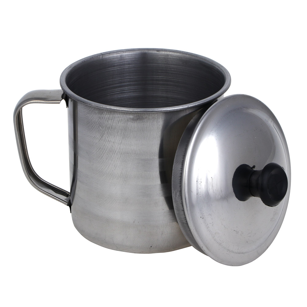 Кружка туристическая с крышкой тм РУССО ТУРИСТО, 0,22л., 8,2х7,3 см, 410-я нерж.сталь, арт.№ 123-064