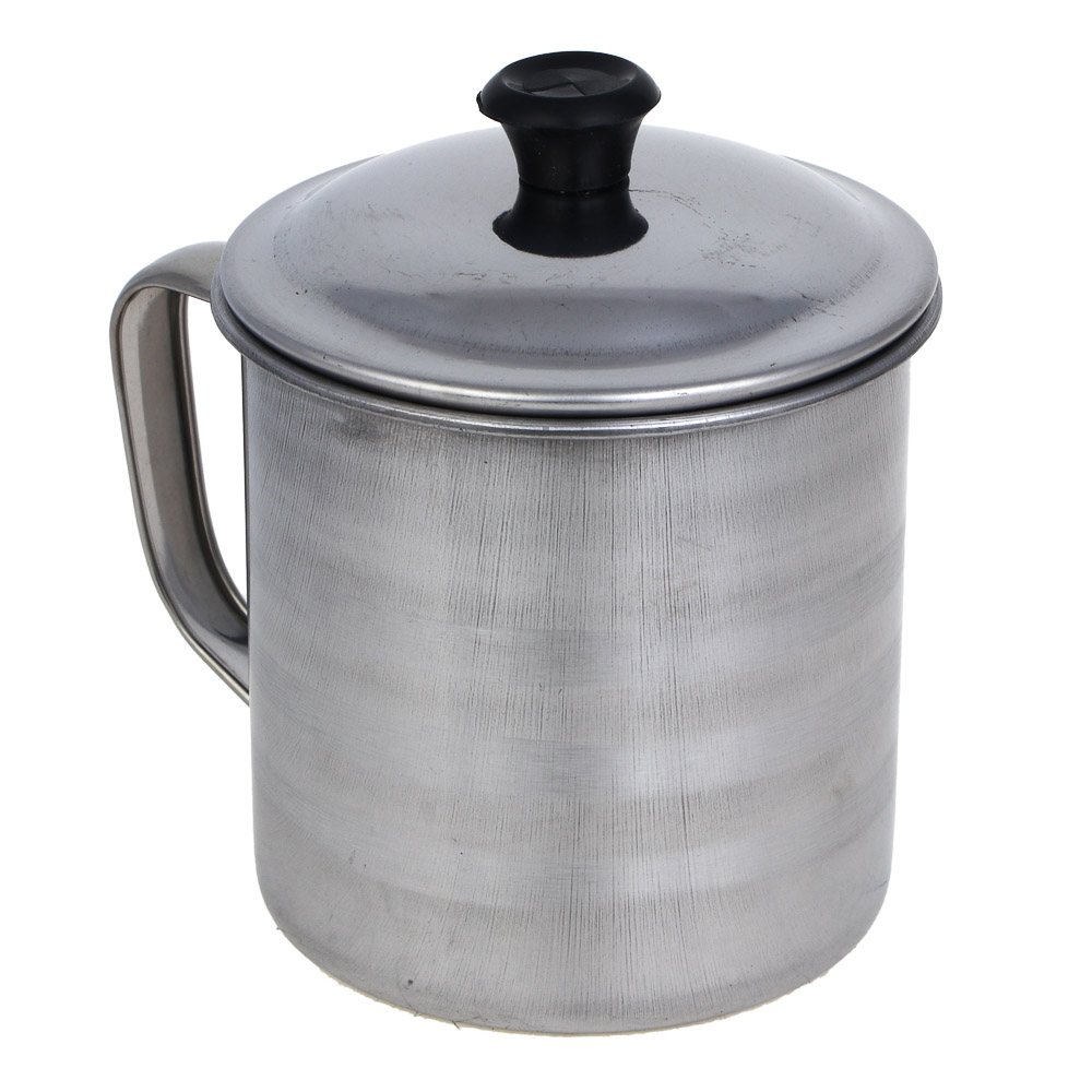 Кружка туристическая с крышкой тм РУССО ТУРИСТО, 0,22л., 8,2х7,3 см, 410-я нерж.сталь, арт.№ 123-064