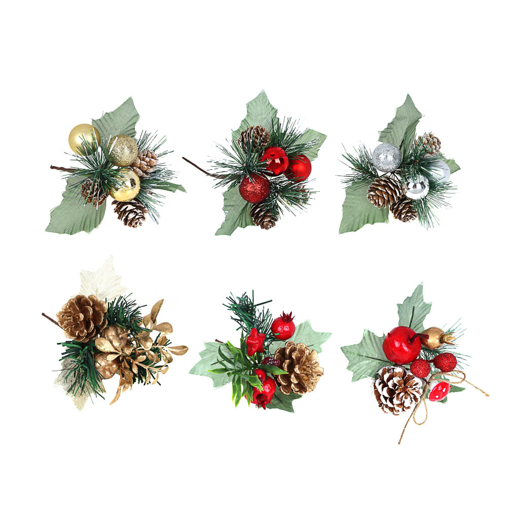 СНОУ БУМ Украшение декоративное в виде веточки, пластик, 15-18см, 6 видов, арт.№ 353-090