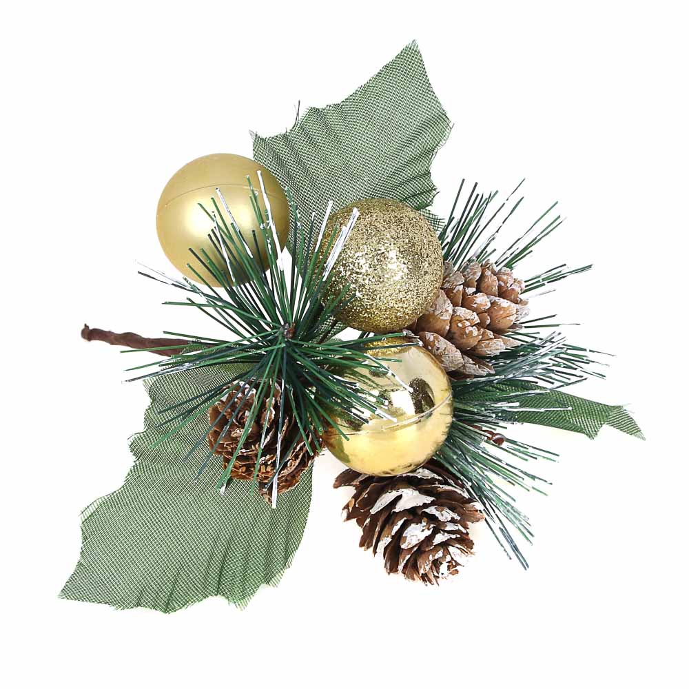 СНОУ БУМ Украшение декоративное в виде веточки, пластик, 15-18см, 6 видов, арт.№ 353-090