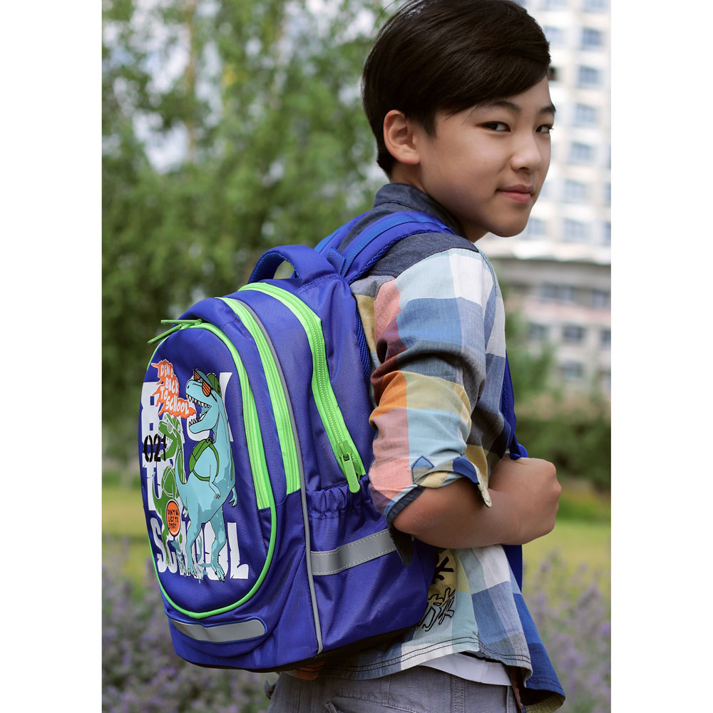 ДИНО БЭК ТУ СКУЛ Рюкзак шк. полужесткий 37х28х14см, 3отд., 2карм., эргон.спинка, ПЭ, арт.№ 254-474