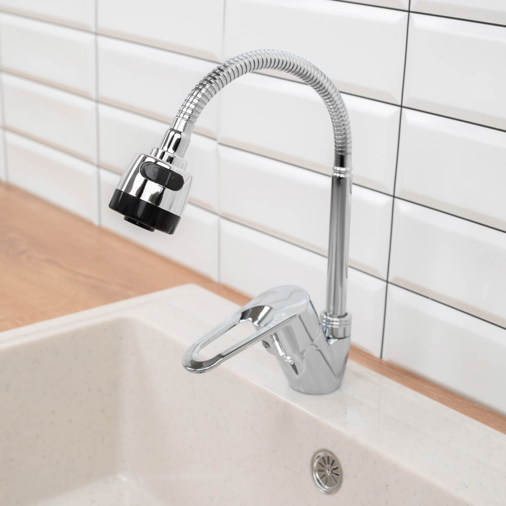 СоюзКран Смеситель для кухни, гибкий излив, керам. картридж 40мм, хром, цинк, SK01-F128, арт.№ 567-079