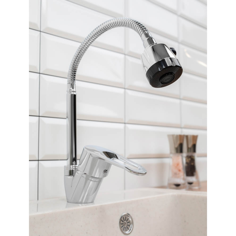 СоюзКран Смеситель для кухни, гибкий излив, керам. картридж 40мм, хром, цинк, SK01-F128, арт.№ 567-079