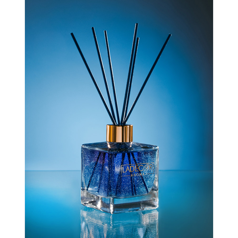 LADECOR Аромадиффузор с палочками, с блестками, 200 мл, 4 аромата, арт.№ 412-074