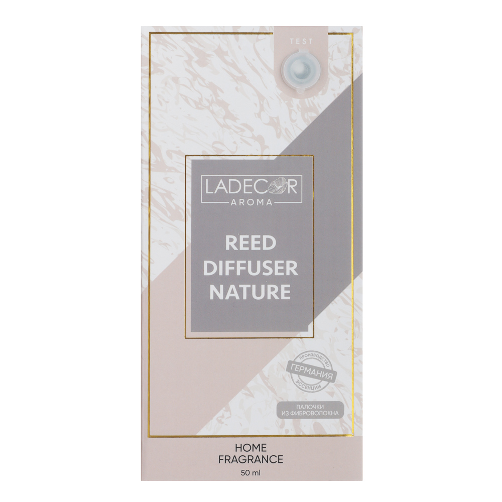 LADECOR Аромадиффузор с палочками,  с декоративным флаконом, 50 мл, роза, белый чай, персик, прованс, арт.№ 412-073