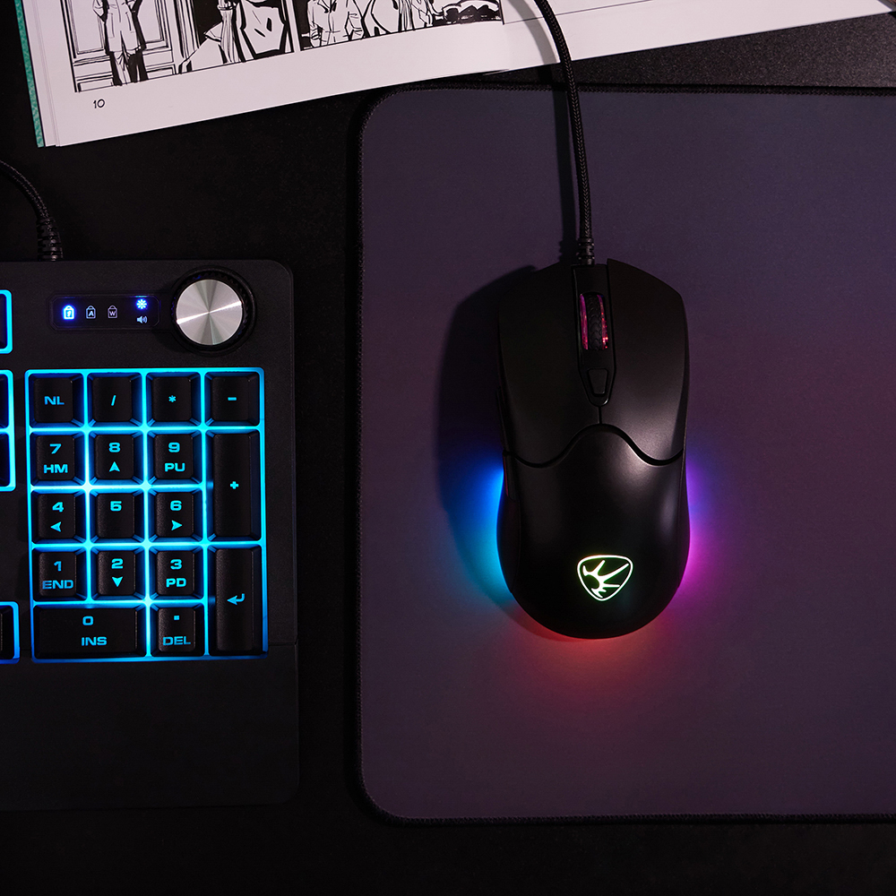 BY Игровая мышь проводная Grenade 12800dpi,6D,A825,RGB,220см, арт.№ 405-054