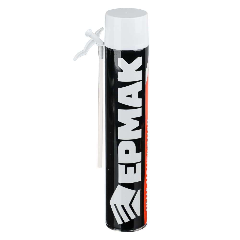 Пена монтажная тм ЕРМАК, всесезон, баллон 1л, м.брутто 490г, трубка, выход до 20л, арт.№ 669-116