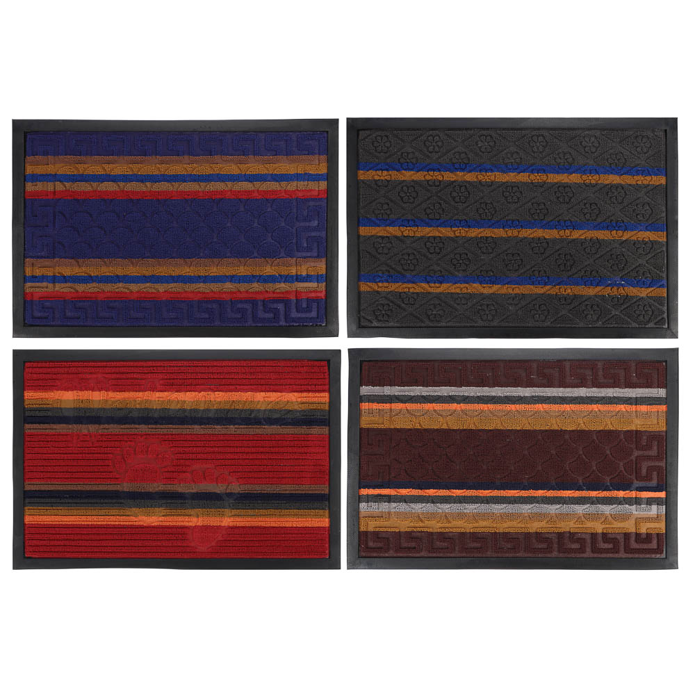 Коврик придверный яркая полоска тм VETTA, 40x60см, ворсовый с резиновой каймой, 4 диз., арт.№ 466-265