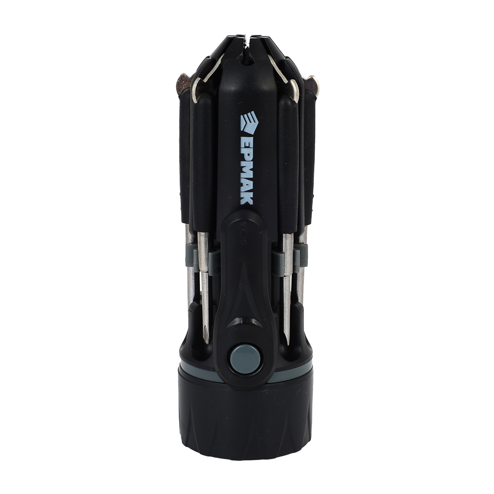 ЕРМАК Фонарь с инструментами, 8 в 1, 2 LED, 2 режима, 3xAAA, пластик, металл, арт.№ 209-002