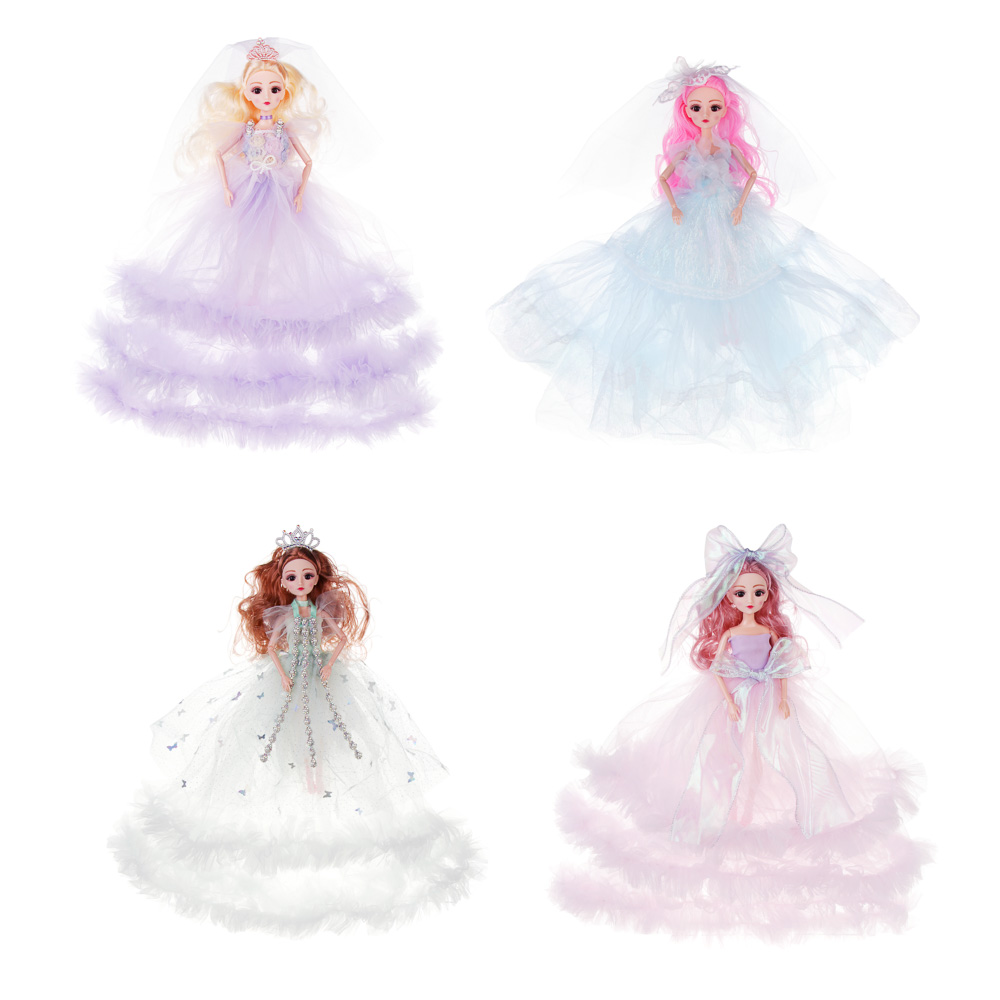 ИГРОЛЕНД Кукла в пышном свадебном наряде, 30см, пластик, полиэстер, 4-8 цветов, арт.№ 267-741