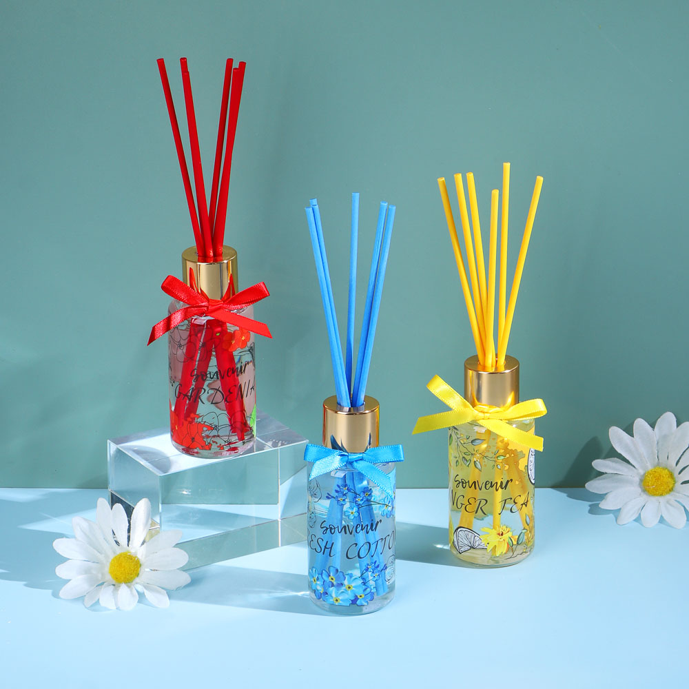 LADECOR Аромадиффузор с цветными палочками, Путешествия, 50 мл Свежесть хлопка/Гардения/Имбирный чай, арт.№ 412-051
