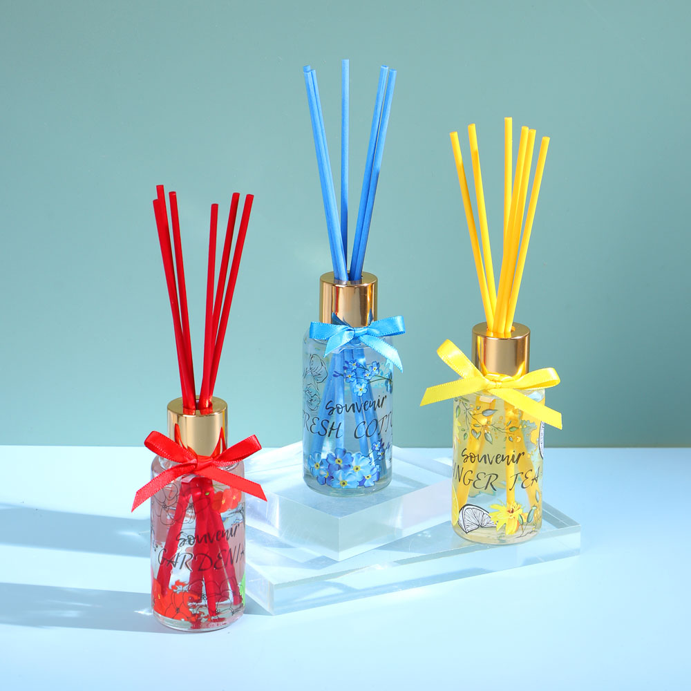 LADECOR Аромадиффузор с цветными палочками, Путешествия, 50 мл Свежесть хлопка/Гардения/Имбирный чай, арт.№ 412-051