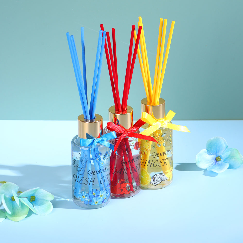 LADECOR Аромадиффузор с цветными палочками, Путешествия, 50 мл Свежесть хлопка/Гардения/Имбирный чай, арт.№ 412-051